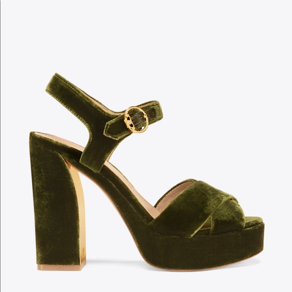 Tory Burch Velvet Platform Heel Sandal